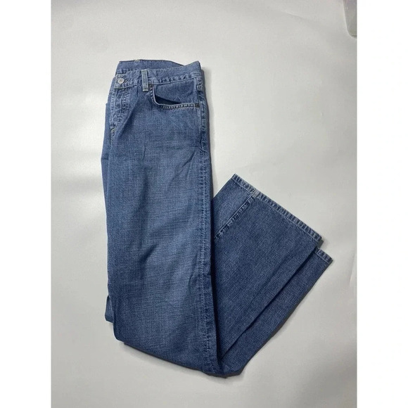 Lucky Brand Jeans Womens Size 6 Dungarees Flared Medium Wash Made In USA - Picture 1 of 9